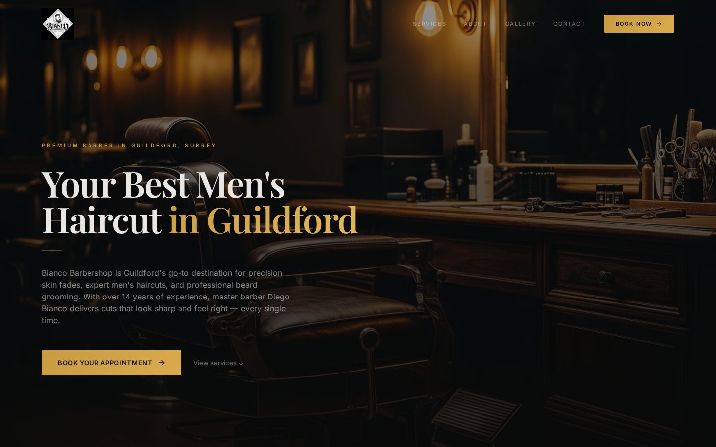Bianco Barbershop — website screenshot